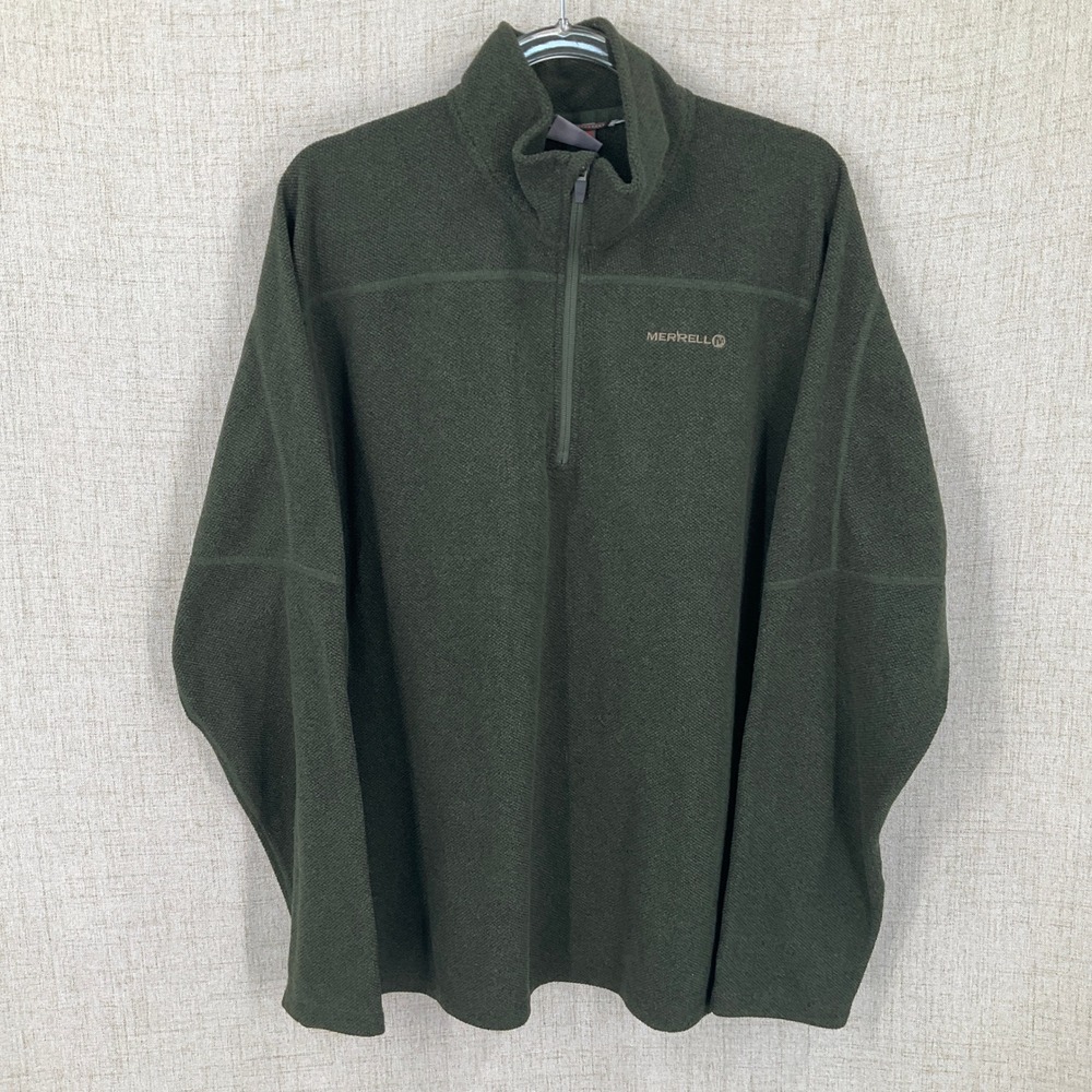 Merrell Quarter Zip Fleece Pullover Mens XL Green Hiking Top Outdoors Gorpcore